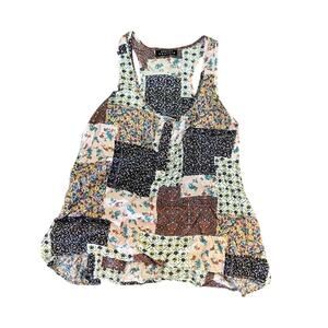 Sharon Couture patchwork tank top country cottage core multicolor fall flowy top